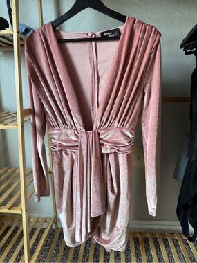 Blush Pink Velvet Wrap Mini Dress